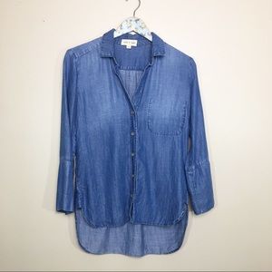 CLOTH & STONE Chambray Vneck Button Front Blouse